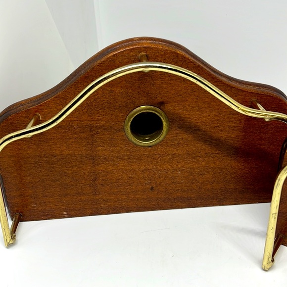 Vintage  Homco MCM Wood Wall Shelves Gold Tone Railings - Picture 9 of 12